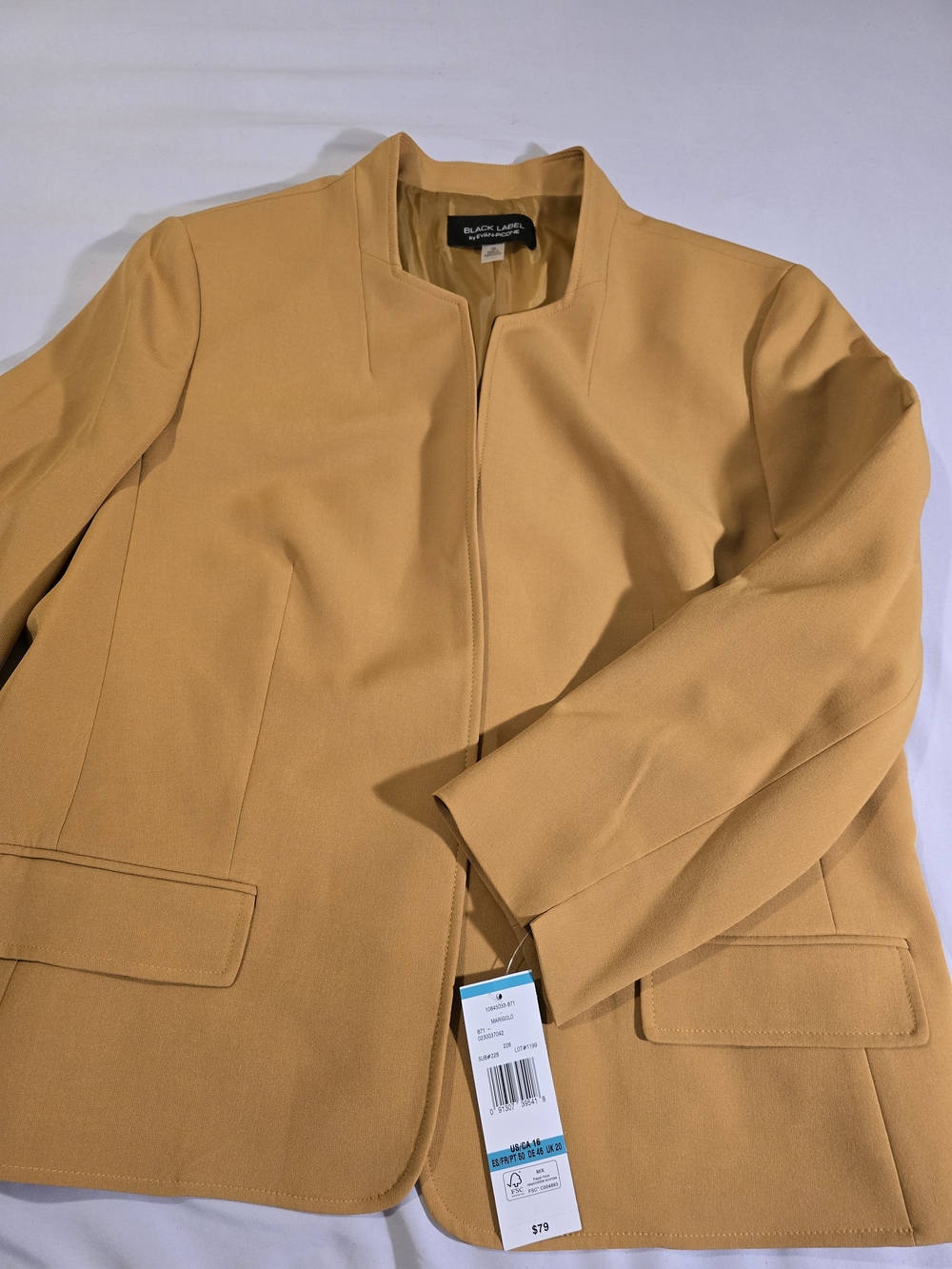 Marigold Black Label Evan Picone Collarless Blazer NWT Size 16